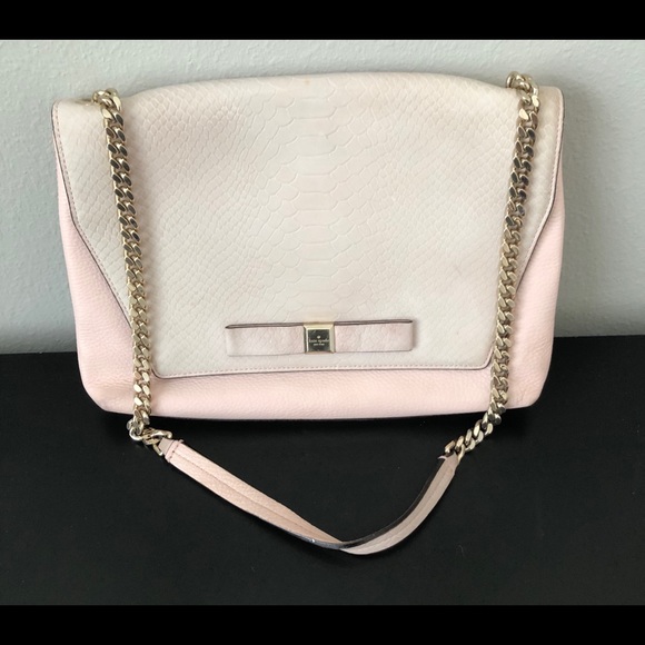 KATE SPADE PINK BOW GOLD CHAIN PURSE HANDBAG - Picture 7 of 16